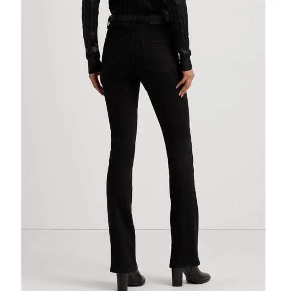 NWT Ralph Lauren high rise boot leg comfort stretch black coated jeans - Picture 3 of 16